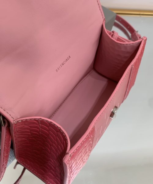 Hourglass XS Handbag Embossed In Pink/Brown For Women 7in/19cm