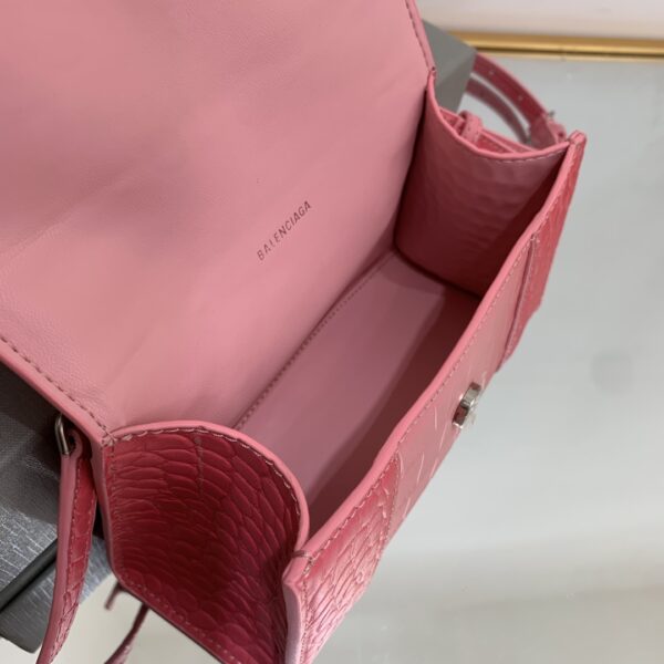 Hourglass XS Handbag Embossed In Pink/Brown For Women 7in/19cm