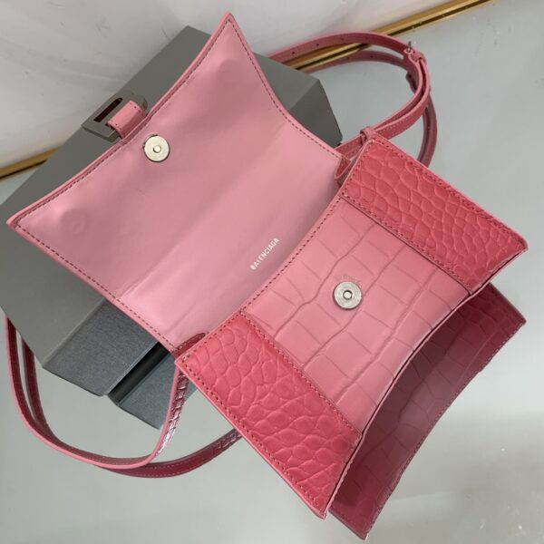 Hourglass XS Handbag Embossed In Pink/Brown For Women 7in/19cm