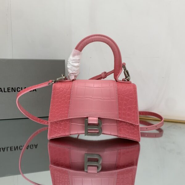 Hourglass XS Handbag Embossed In Pink/Brown For Women 7in/19cm