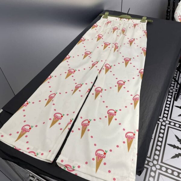 Ice Cream Print Jacket And Pants White For Women