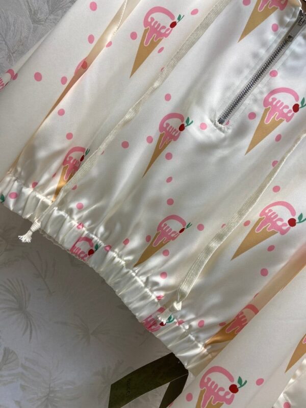 Ice Cream Print Jacket And Shorts Ivory For Women