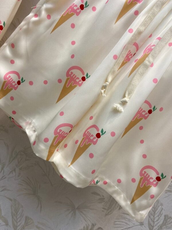 Ice Cream Print Jacket And Shorts Ivory For Women