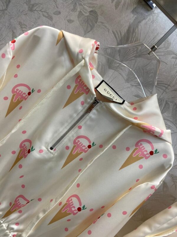 Ice Cream Print Jacket And Shorts Ivory For Women