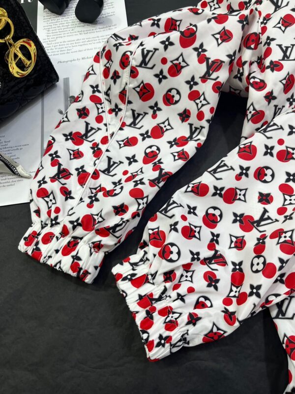Infinity Dots Jacket And Shorts White And Red For Women