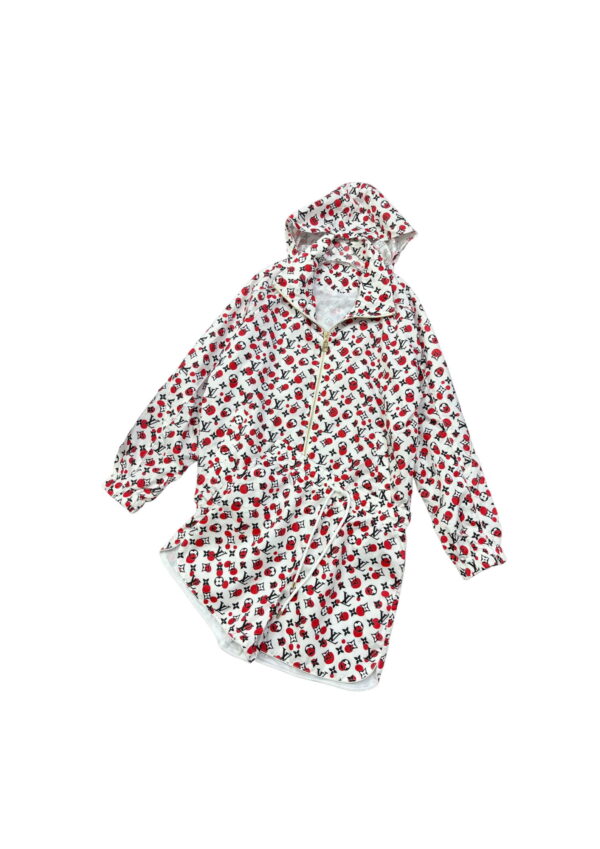 Infinity Dots Jacket And Shorts White And Red For Women