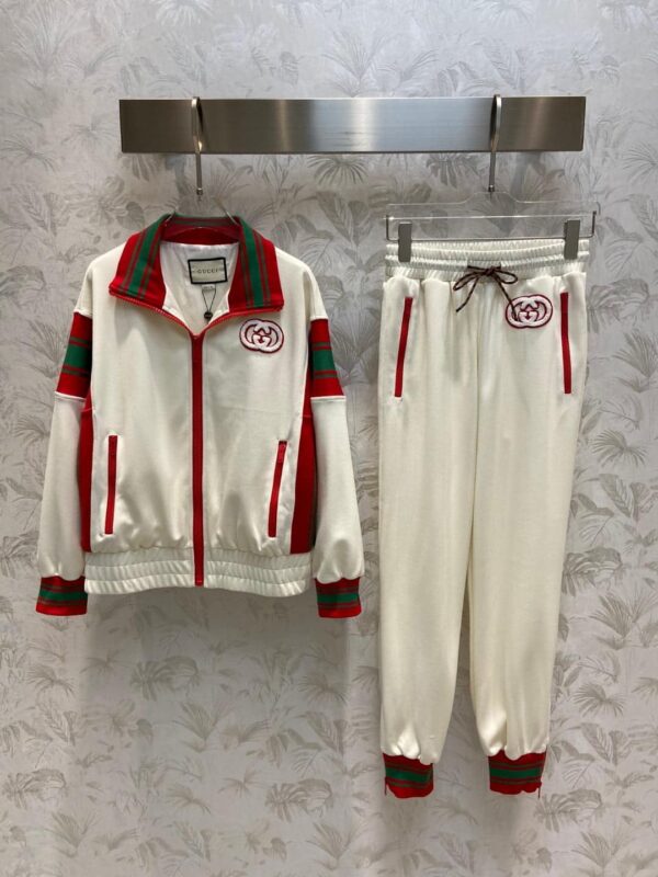 Interlocking G Embroidered Sport Jacket And Pants White For Women
