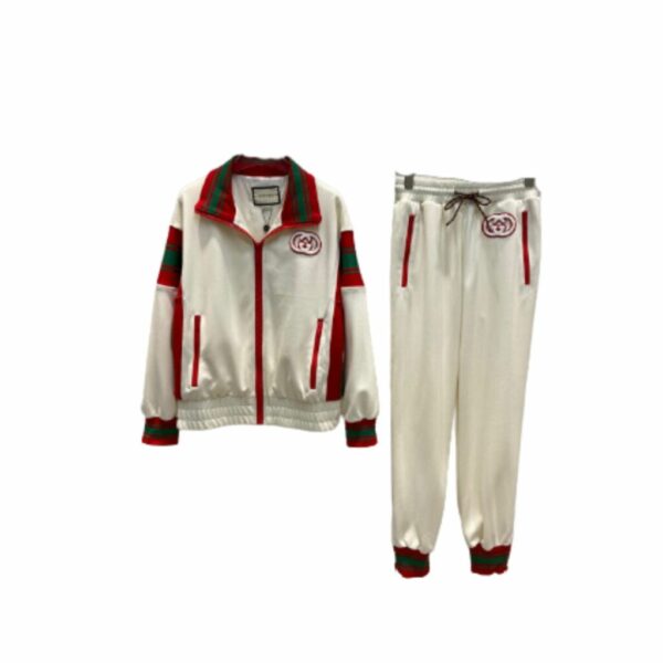 Interlocking G Embroidered Sport Jacket And Pants White For Women