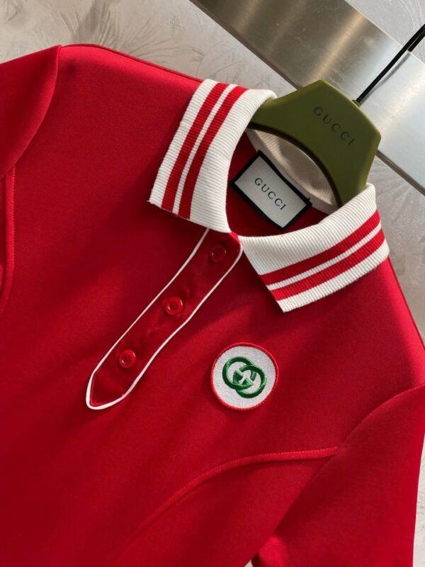 Interlocking G Tag Polo Dress Red For Women
