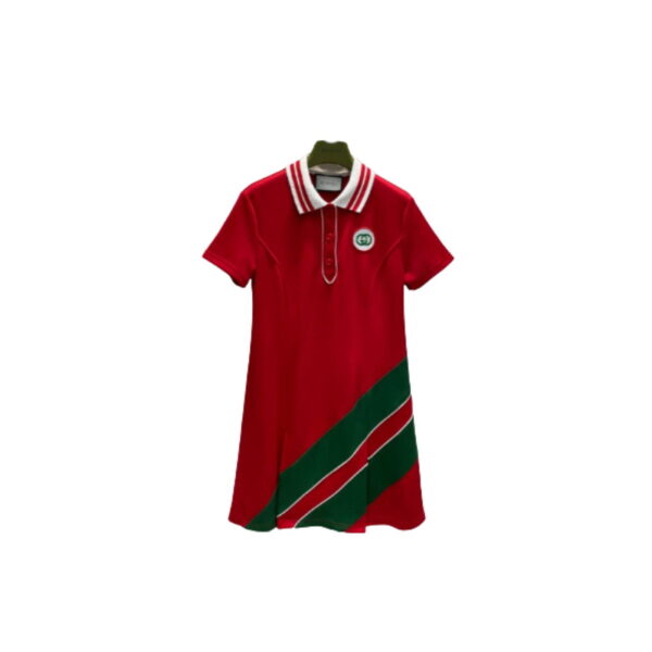 Interlocking G Tag Polo Dress Red For Women