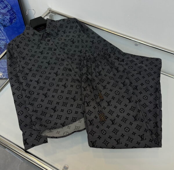 Inverted Mahina Monogram Pajama Pants And Shirt Grey For Women