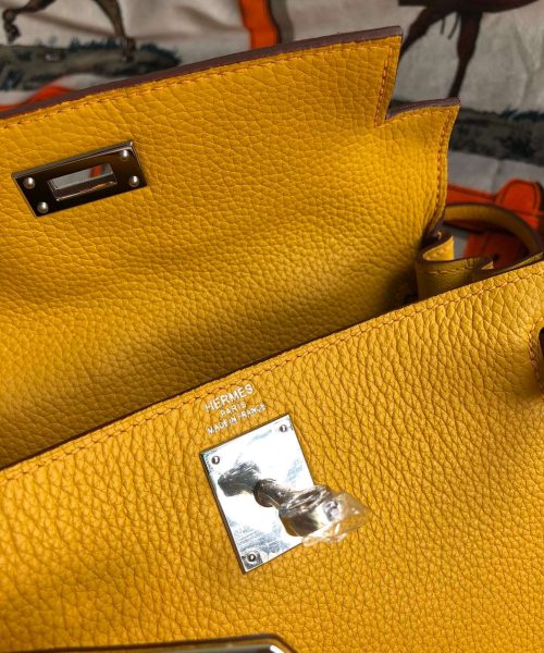 1:1 Replica Kelly Danse II Bag Swift Yellow/Black/Brown/Pink/Red For Women 22cm / 8.7in