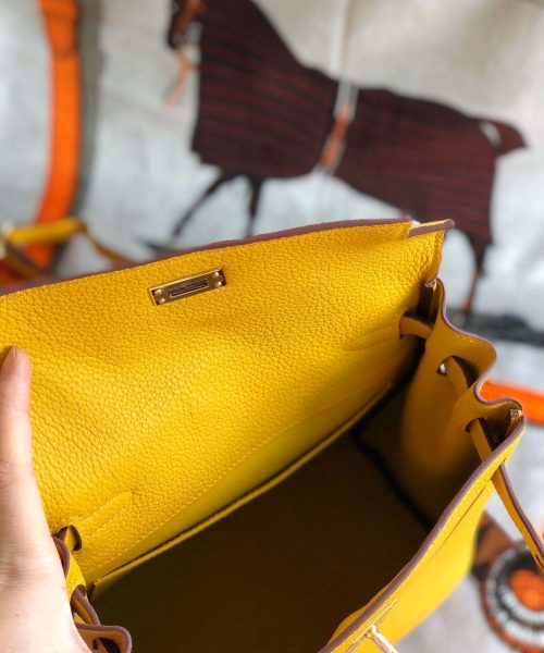 1:1 Replica Kelly Danse II Bag Swift Yellow/Black/Brown/White/Orange For Women 22cm / 8.7in