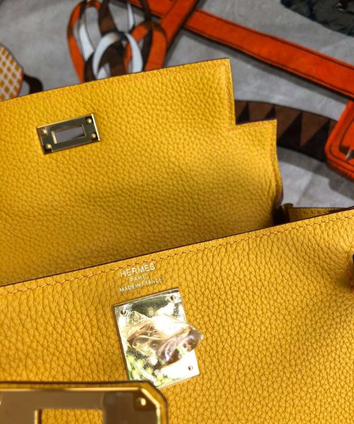 1:1 Replica Kelly Danse II Bag Swift Yellow/Black/Brown/White/Orange For Women 22cm / 8.7in
