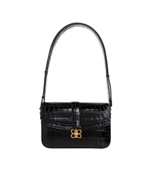 Lady Flap Small Shoulder Bag In Black/ White For Women 8.5in/22cm