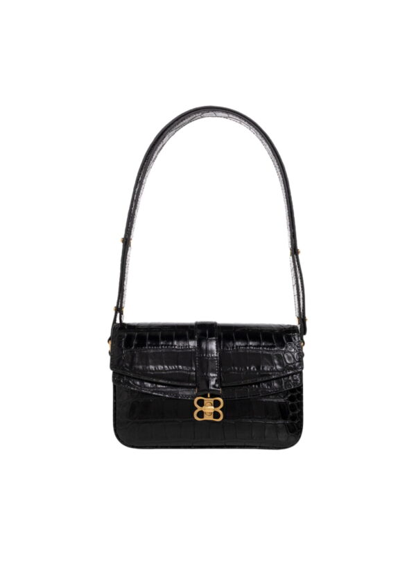 Lady Flap Small Shoulder Bag In Black/ White For Women 8.5in/22cm