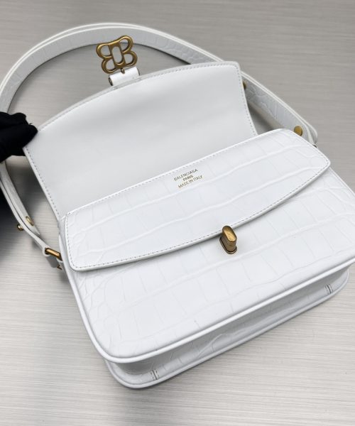 Lady Flap Small Shoulder Bag In Black/ White For Women 8.5in/22cm