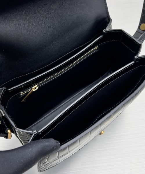 Lady Flap Small Shoulder Bag In Black/ White For Women 8.5in/22cm