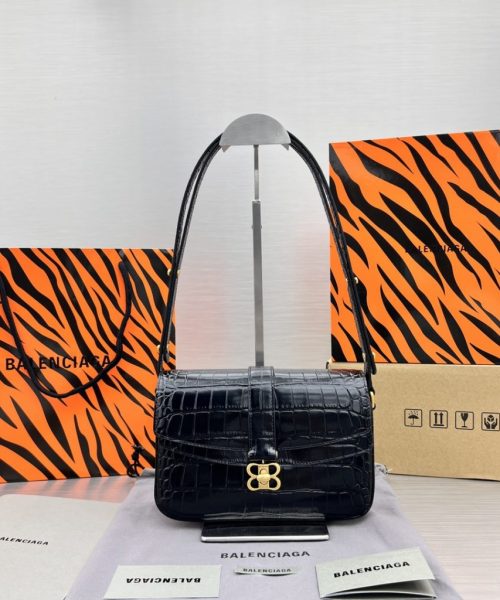 Lady Flap Small Shoulder Bag In Black/ White For Women 8.5in/22cm