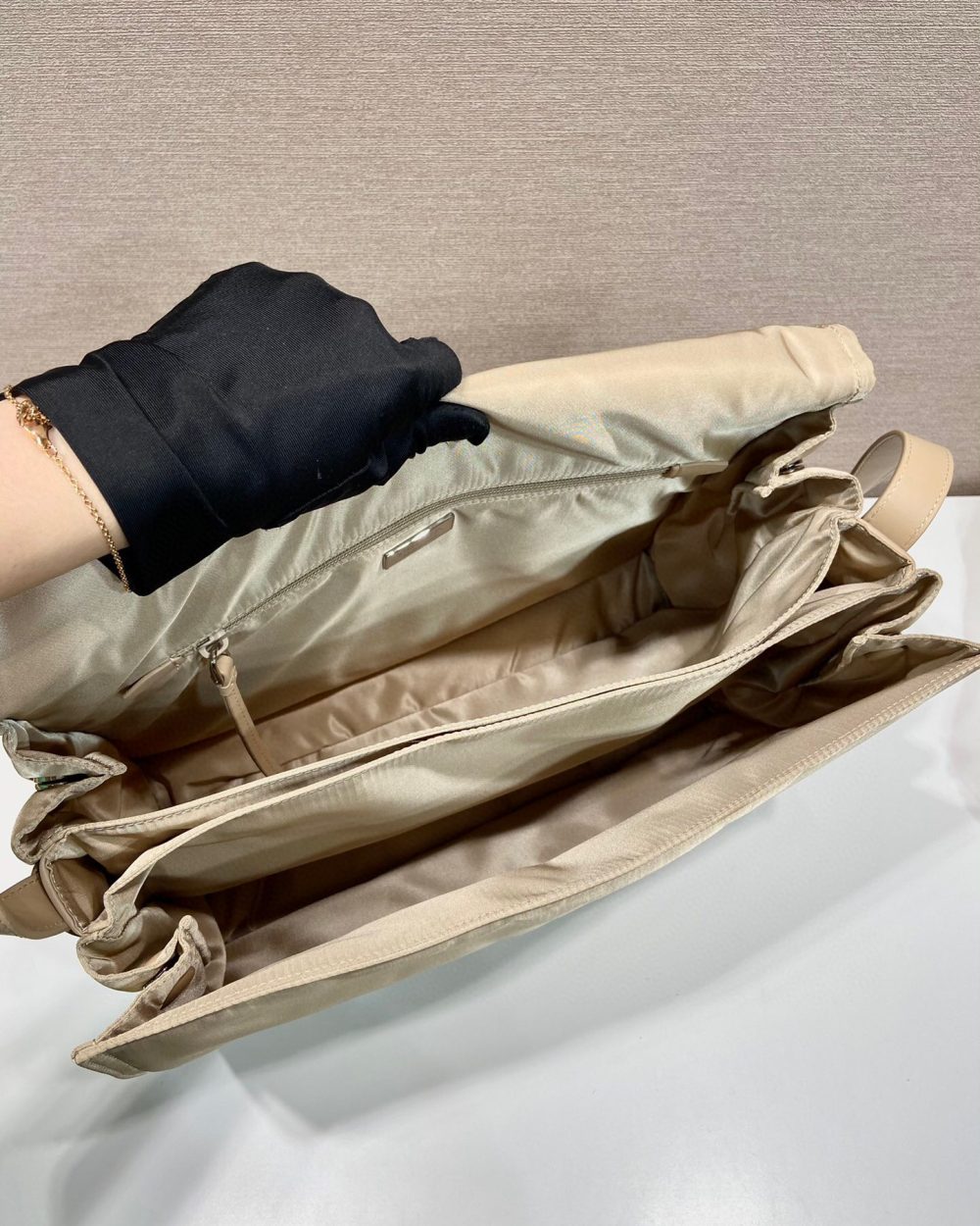 Large Padded Shoulder Bag In Beige For Women 14.1in/ 36cm 1BD256_RDLN_F0F24_V_OOO