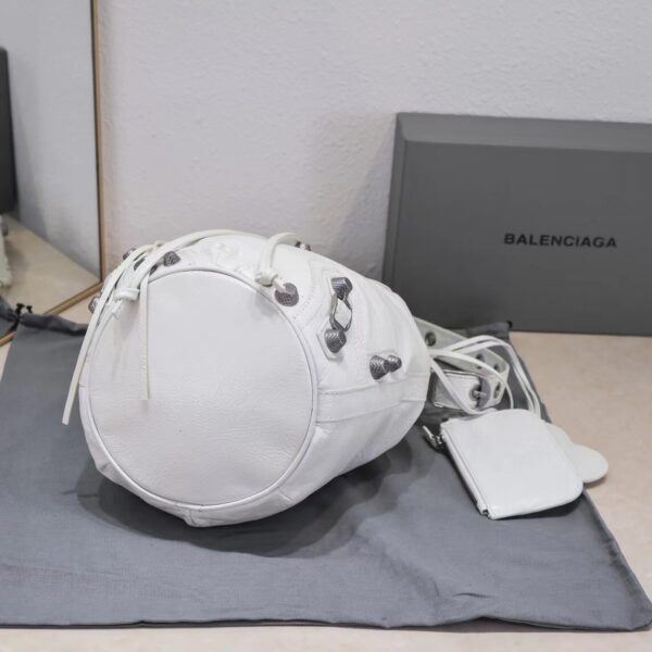Le Cagole Small Bucket Bag In White/Black/Purple For Women 11.8in/30 cm
