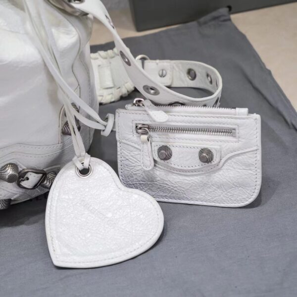 Le Cagole Small Bucket Bag In White/Black/Purple For Women 11.8in/30 cm