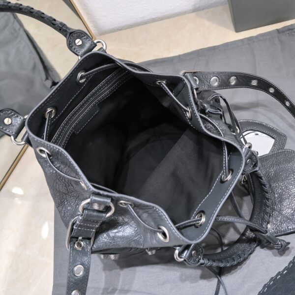 Le Cagole Small Bucket Bag In White/Black/Purple For Women 11.8in/30 cm