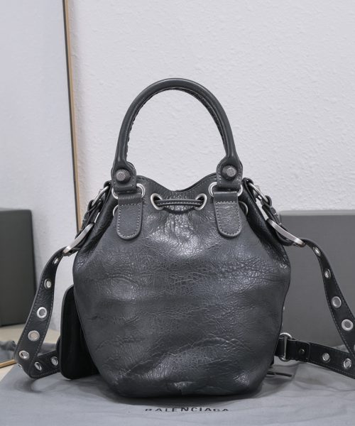 Le Cagole Small Bucket Bag In White/Black/Purple For Women 11.8in/30 cm