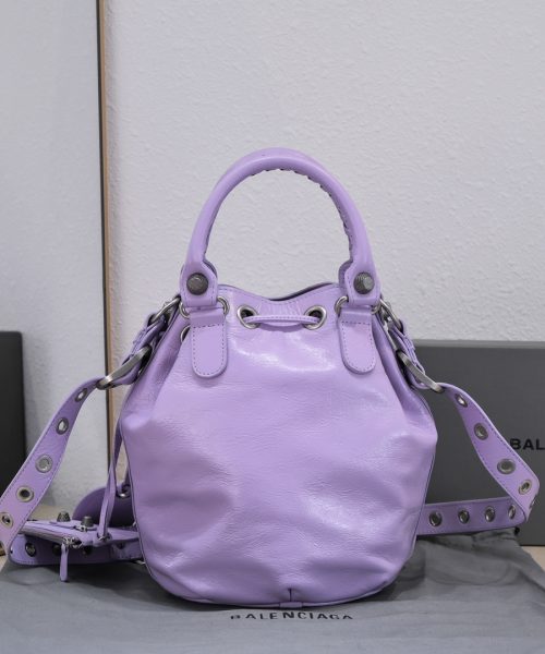 Le Cagole Small Bucket Bag In White/Black/Purple For Women 11.8in/30 cm