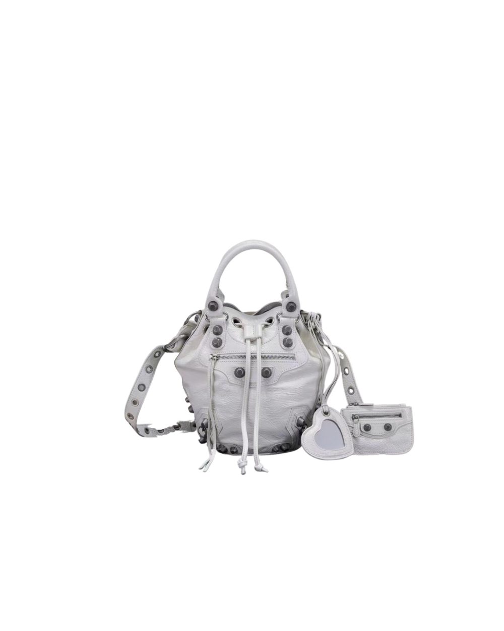 Le Cagole Small Bucket Bag In White/Black/Purple For Women 11.8in/30 cm