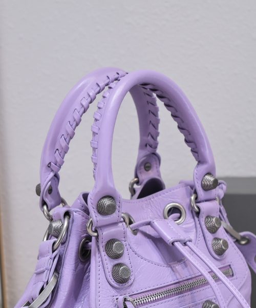 Le Cagole Small Bucket Bag In White/Black/Purple For Women 11.8in/30 cm