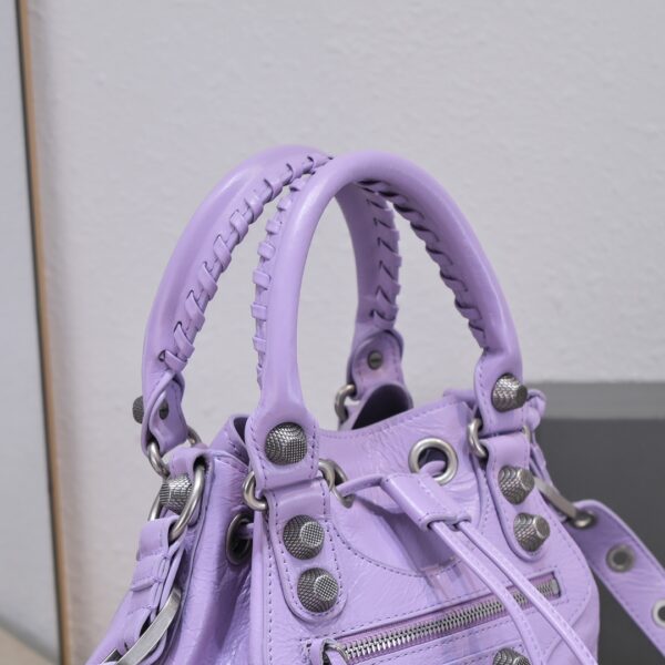 Le Cagole Small Bucket Bag In White/Black/Purple For Women 11.8in/30 cm