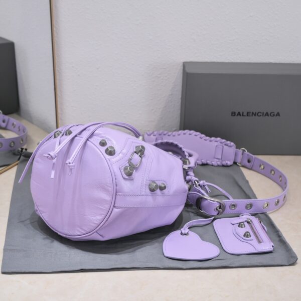Le Cagole Small Bucket Bag In White/Black/Purple For Women 11.8in/30 cm