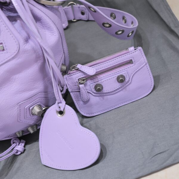 Le Cagole Small Bucket Bag In White/Black/Purple For Women 11.8in/30 cm