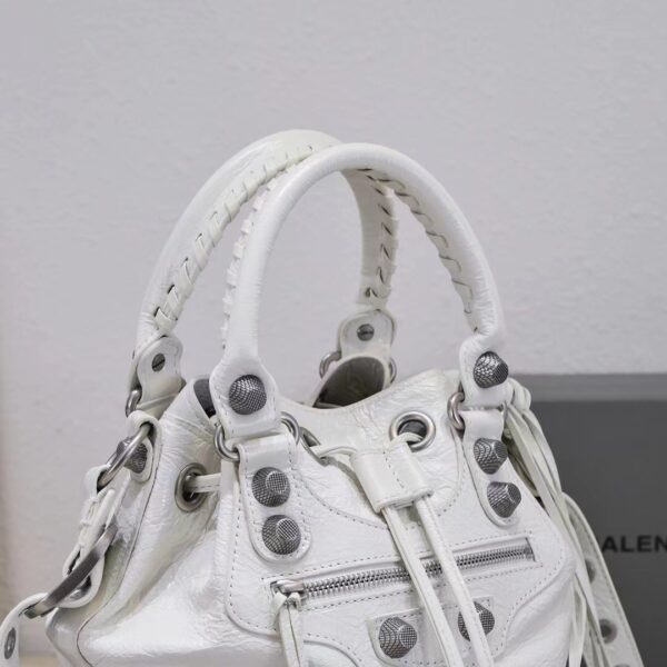 Le Cagole Small Bucket Bag In White/Black/Purple For Women 11.8in/30 cm