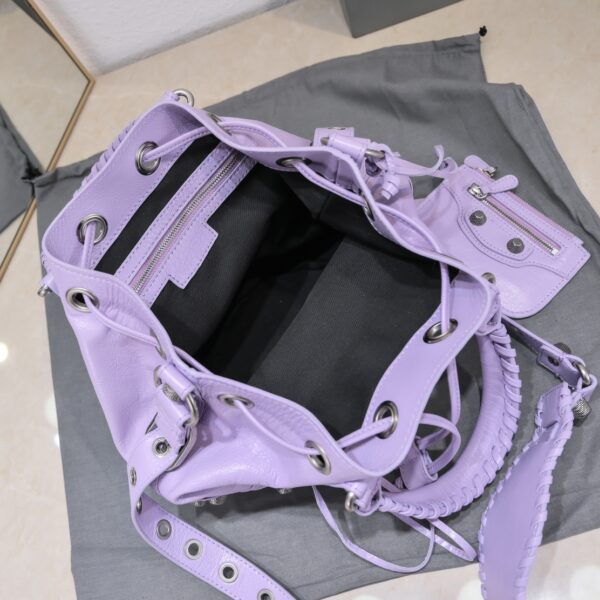 Le Cagole Small Bucket Bag In White/Black/Purple For Women 11.8in/30 cm