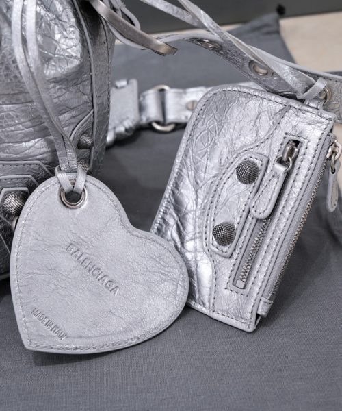 Le Cagole Xs Bucket Bag Metallized With Rhinestones In Gold Tone/Sliver Tone/Grey For Women 7.8in/20 cm