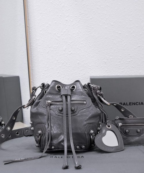Le Cagole Xs Bucket Bag White/Black/Light Black/Grey/Light Grey For Women 7.8in/20 cm 7024311VG9Y9104