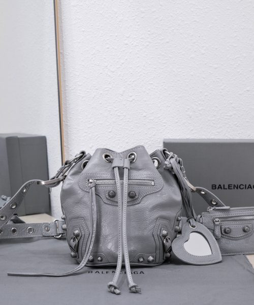 Le Cagole Xs Bucket Bag White/Black/Light Black/Grey/Light Grey For Women 7.8in/20 cm 7024311VG9Y9104