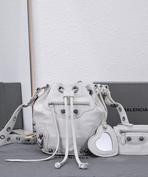 Le Cagole Xs Bucket Bag White/Black/Light Black/Grey/Light Grey For Women 7.8in/20 cm 7024311VG9Y9104