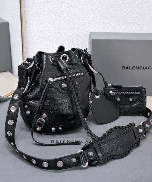 Le Cagole Xs Bucket Bag White/Black/Light Black/Grey/Light Grey For Women 7.8in/20 cm 7024311VG9Y9104