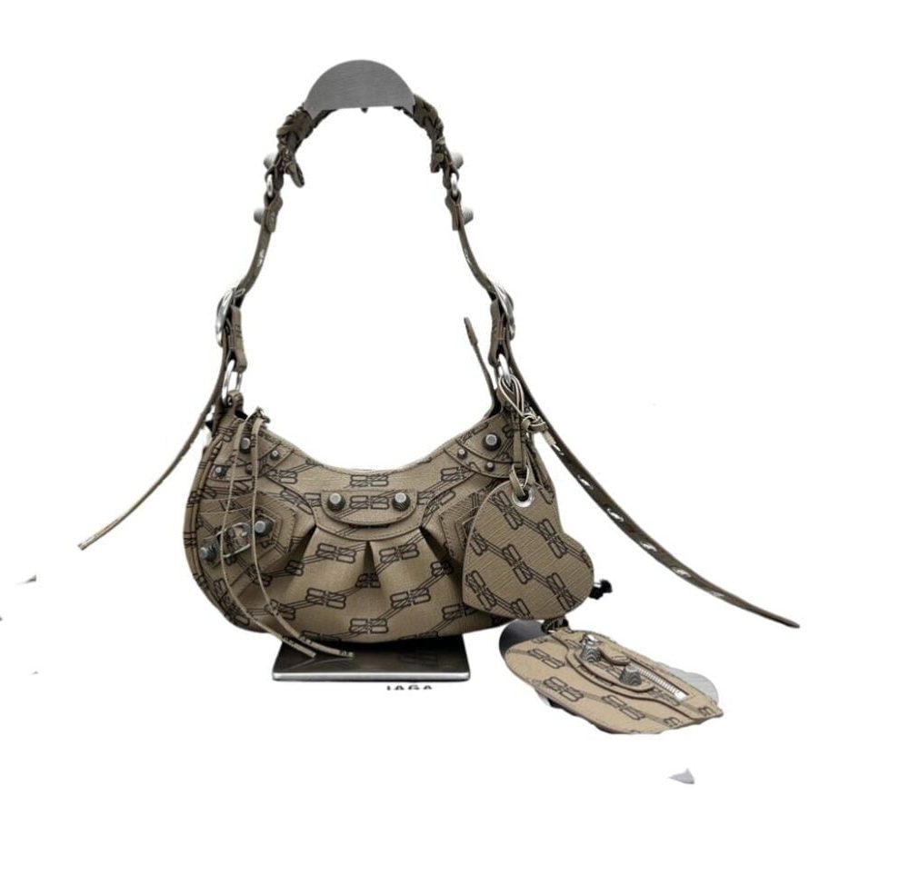 Le Cagole XS Shoulder Bag Bb Monogram Coated Canvas In Beige For Women 10.2 in/26 cm