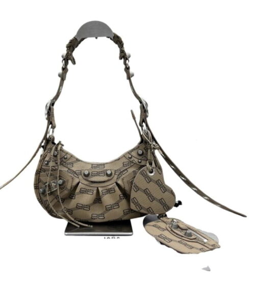 Le Cagole XS Shoulder Bag Bb Monogram Coated Canvas In Beige For Women 10.2 in/26 cm