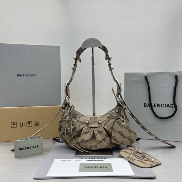 Le Cagole XS Shoulder Bag Bb Monogram Coated Canvas In Beige For Women 10.2 in/26 cm