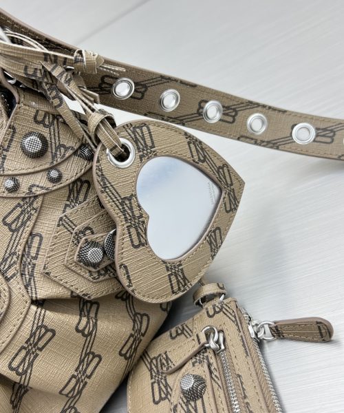Le Cagole XS Shoulder Bag Bb Monogram Coated Canvas In Beige For Women 10.2 in/26 cm