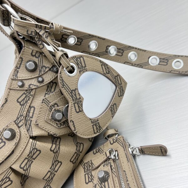 Le Cagole XS Shoulder Bag Bb Monogram Coated Canvas In Beige For Women 10.2 in/26 cm