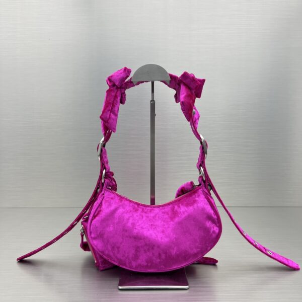 Le Cagole Xs Velvet Bow Shoulder Bag Pink/Blue/Black For Women 10.2 in/26 cm