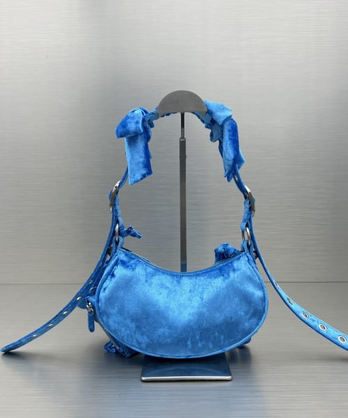 Le Cagole Xs Velvet Bow Shoulder Bag Pink/Blue/Black For Women 10.2 in/26 cm