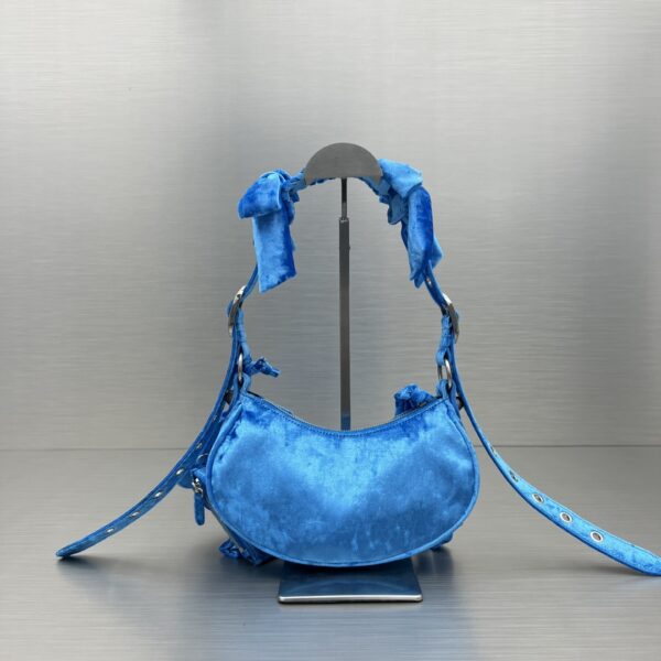 Le Cagole Xs Velvet Bow Shoulder Bag Pink/Blue/Black For Women 10.2 in/26 cm