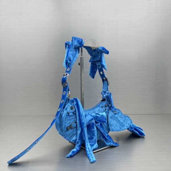 Le Cagole Xs Velvet Bow Shoulder Bag Pink/Blue/Black For Women 10.2 in/26 cm